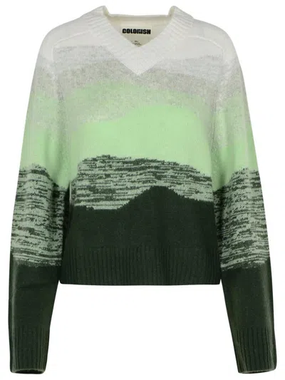 Colorush 'horizon' Fuchsia Cashmere Jumper In Multicolor