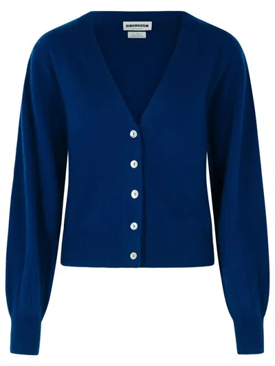 Colorush 'jessie' Navy Cashmere Cardigan In Blue
