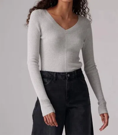 Colorush Jones Skinny Rib Top In Fluffy Grey In Gray