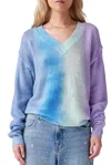 Colorush Lola Dip Dye Gauzy V-neck Sweater In Vacay In Multi
