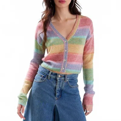 Colorush Space Knit Gigi Cardigan In Rainbow Drop In Multi