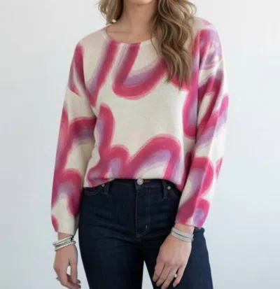 Colorush Wander Crew Sweater In Pink Wave