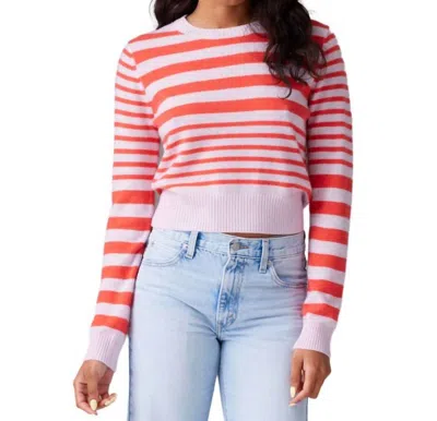 Colorush Womad Stripe Little Crew Sweater In Clementine Pop