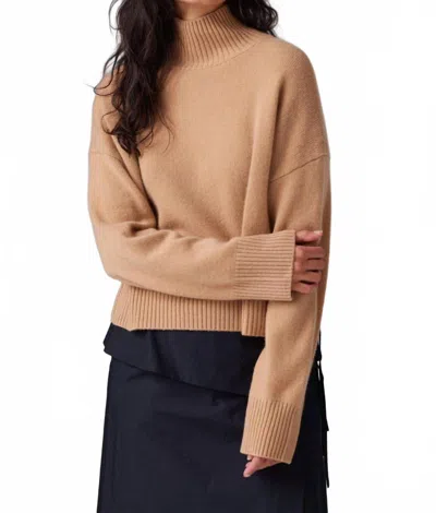 Colorush Women's Chunky Carmen Funnel Neck Top In Camel In Brown