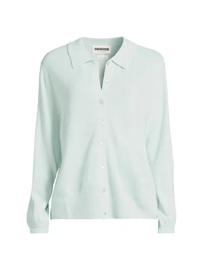Colorush Women's Collared Cashmere Cardigan In Green