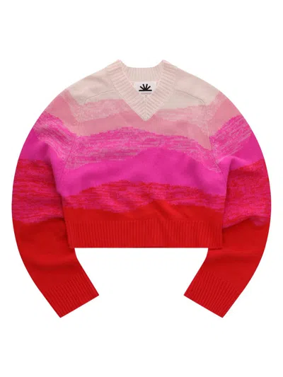 Colorush Women's Horizon Texture Colorblocked Cashmere Sweater In Red