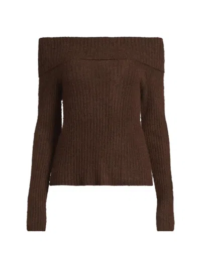 Colorush Women's Off-the-shoulder Silk-cashmere Sweaeter In Brown