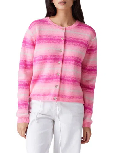 Colorush Women's Space Dye Stripe Cardigan Cashmere In Pink
