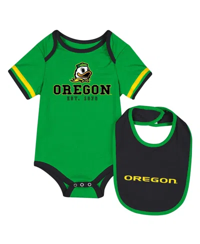 Colosseum Kids' Baby Boys And Girls 2-piece Green Oregon Ducks Bodysuit And Bib Set