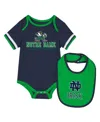 Colosseum Baby Boys And Girls 2-piece Navy Notre Dame Fighting Irish Bodysuit And Bib Set In Navy