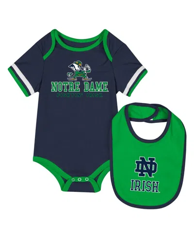 Colosseum Kids' Baby Boys And Girls 2-piece Navy Notre Dame Fighting Irish Bodysuit And Bib Set