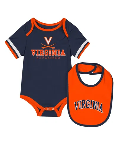 Colosseum Kids' Baby Boys And Girls 2-piece Navy Virginia Cavaliers Bodysuit And Bib Set