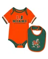 Colosseum Baby Boys And Girls 2-piece Orange Miami Hurricanes Bodysuit And Bib Set In Orange