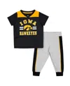 Colosseum Baby Boys And Girls Black/heather Gray Iowa Hawkeyes Ka-boot-it Jersey Pants Set In Black,heather Gray