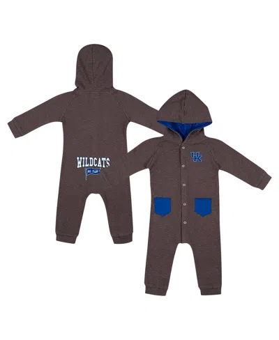 Colosseum Baby Boys And Girls Charcoal Kentucky Wildcats Zando-zan Waffle Full-snap Hooded Romper