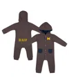 Colosseum Baby Boys And Girls Charcoal Michigan Wolverines Zando-zan Waffle Full-snap Hooded Romper In Charcoal