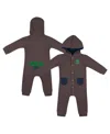 Colosseum Baby Boys And Girls Charcoal Notre Dame Fighting Irish Zando-zan Waffle Full-snap Hooded Romper In Charcoal