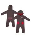 Colosseum Baby Boys And Girls Charcoal Ohio State Buckeyes Zando-zan Waffle Full-snap Hooded Romper In Charcoal