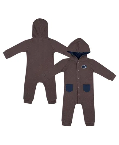 Colosseum Baby Boys And Girls Charcoal Penn State Nittany Lions Zando-zan Waffle Full-snap Hooded Romper In Green