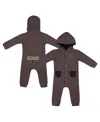 Colosseum Baby Boys And Girls Charcoal Purdue Boilermakers Zando-zan Waffle Full-snap Hooded Romper In Charcoal
