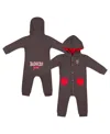 Colosseum Baby Boys And Girls Charcoal Wisconsin Badgers Zando-zan Waffle Full-snap Hooded Romper In Charcoal