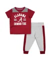 Colosseum Baby Boys And Girls  Crimson, Heather Gray Alabama Crimson Tide Ka-boot-it Jersey And Pants In Crimson,heather Gray