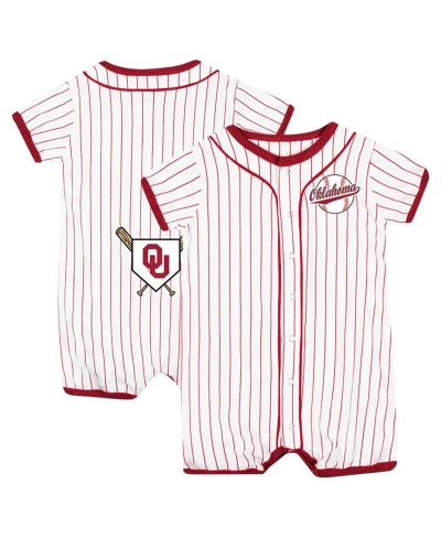 Colosseum Baby Boys And Girls  White Oklahoma Sooners Pinstripe Dusty Romper