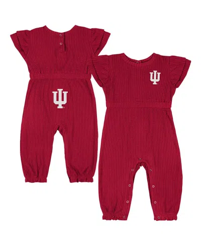 Colosseum Kids' Baby Boys And Girls Crimson Indiana Hoosiers Beautopia Waffle Knit Romper In Brown