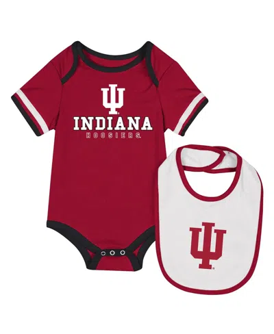 Colosseum Baby Boys And Girls Crimson Indiana Hoosiers Bodysuit With Bib Set In Burgundy
