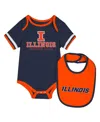 Colosseum Baby Boys And Girls 2-piece Navy Virginia Cavaliers Bodysuit And Bib Set In Blue