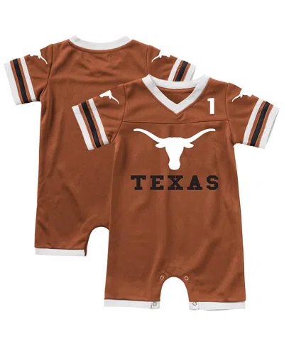 Colosseum Baby Boys And Girls Newborn Texas Orange Texas Longhorns Bumpo Football Romper In Brown