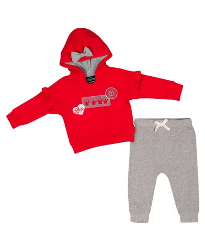 Colosseum Kids' Baby Boys And Girls Scarlet Ohio State Buckeyes Patches Fleece Pullover Hoodie And Pants Set