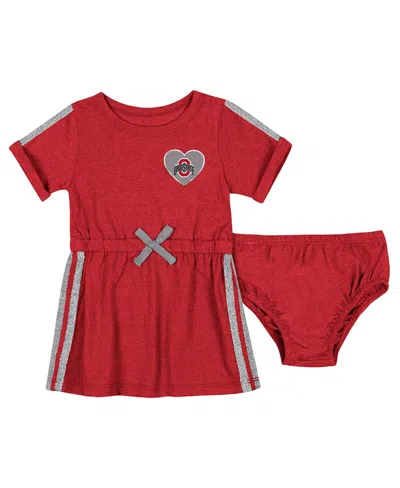 Colosseum Kids' Baby Boys And Girls Scarlet Ohio State Buckeyes Xur Dress And Bloomer Set