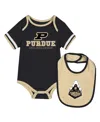 Colosseum Baby Boys And Girlsâ 2-piece Black Purdue Boilermakers Bodysuit And Bib Set In Multi