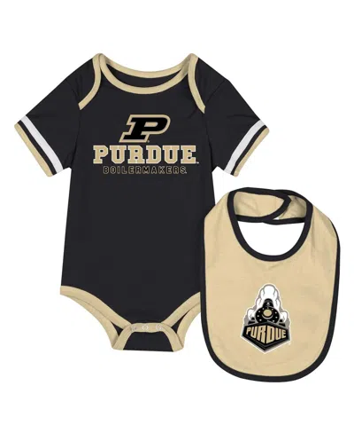 Colosseum Kids' Baby Boys And Girlsâ 2-piece Black Purdue Boilermakers Bodysuit And Bib Set In Multi