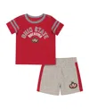Colosseum Baby Boys And Girlsâ 2-piece Heather Scarlet Ohio State Buckeyes T-shirt And Shorts Set In Red