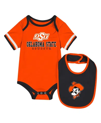 Colosseum Kids' Baby Boys And Girlsâ 2-piece Orange Oklahoma State Cowboys Bodysuit And Bib Set