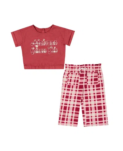 Colosseum Baby Girls Crimson Alabama Crimson Tide Sky Castle 2-piece T-shirt And Pants Set In Red
