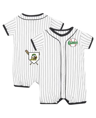 Colosseum Baby White Oregon Ducks Pinstripe Dusty Romper