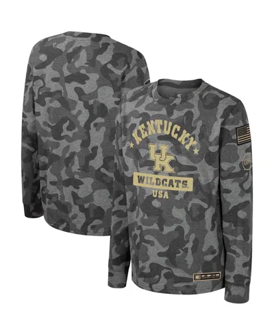 Colosseum Big Boys And Girls Camo Kentucky Wildcats Oht Military Appreciation Dark Star Long Sleeve T-shirt