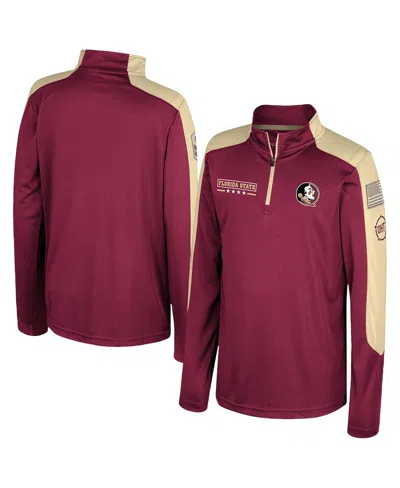 Colosseum Kids' Big Boys And Girls Garnet Florida State Seminoles Oht Military Appreciation Cyclone Quarter-zip Wind In Burgundy