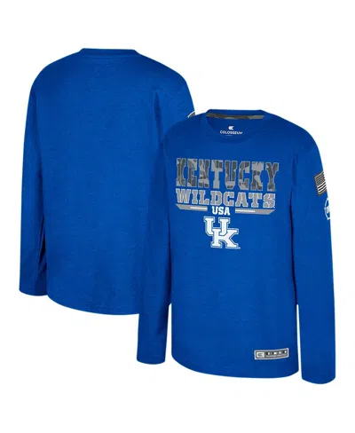 Colosseum Big Boys And Girls Heather Royal Kentucky Wildcats Oht Military Appreciation Oorah Long Sleeve T-shi