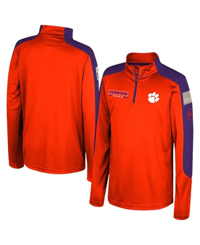 Colosseum Big Boys And Girls Orange Clemson Tigers Oht Military Appreciation Cyclone Quarter-zip Windshirt