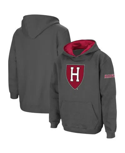 Colosseum Kids' Big Boys Charcoal Harvard Crimson Big Logo Pullover Hoodie