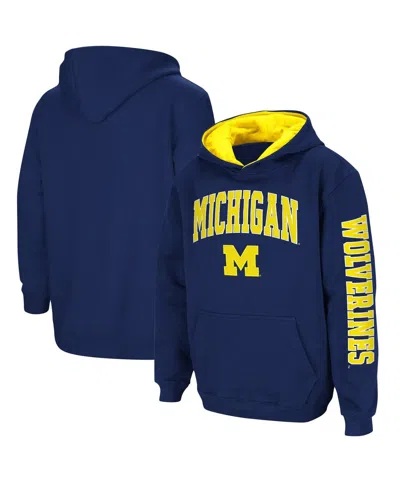 COLOSSEUM BIG BOYS NAVY MICHIGAN WOLVERINES 2-HIT TEAM PULLOVER HOODIE