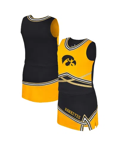 Colosseum Kids' Big Girls 2-piece Black Iowa Hawkeyes Lollipop Park Cheer Set In Multi