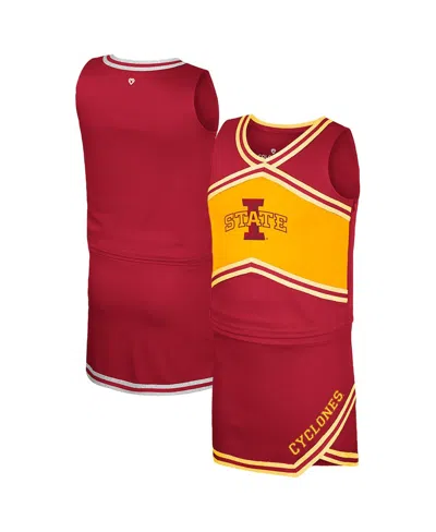 Colosseum Kids' Big Girls 2-piece Cardinal Iowa State Cyclones Cheerleader Top And Skirt Set In Brown