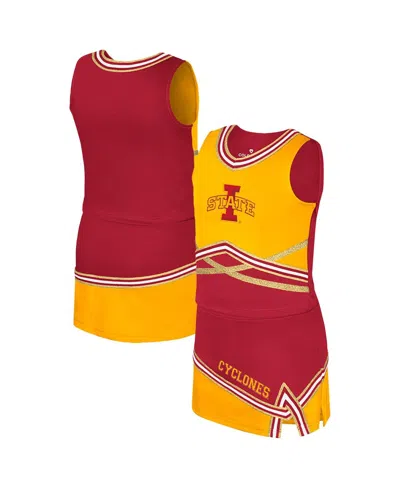 Colosseum Kids' Big Girls 2-piece Cardinal Iowa State Cyclones Lollipop Park Cheer Set In Red