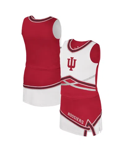 Colosseum Kids' Big Girls 2-piece Crimson Indiana Hoosiers Lollipop Park Cheer Set In Animal Print