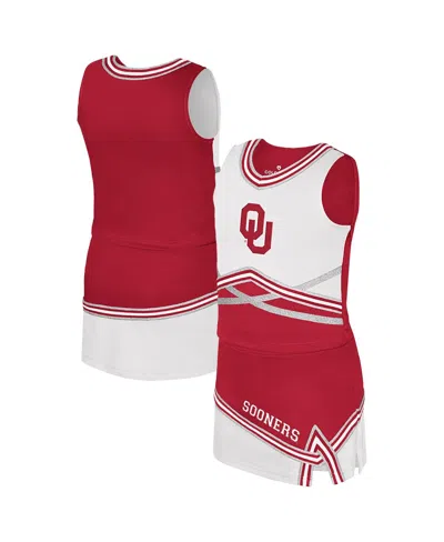 Colosseum Kids' Big Girls 2-piece Crimson Oklahoma Sooners Lollipop Park Cheer Set In Multi